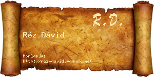 Réz Dávid névjegykártya